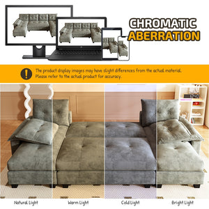 English Elm 104.7" U-Shaped Sleeper Sofa with Pull-Out Bed, Convertible Modular Sectional with Chaise, USB Ports, Chenille Upholstery LIGHT GREY W1885S00212