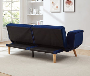 English Elm 72.8" Velvet Futon Sleeper Sofa Split Back Reclining Couch for Apartments and Guest Rooms Navy Blue W1669P364130