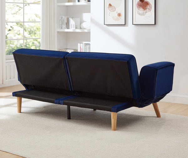 English Elm 72.8" Velvet Futon Sleeper Sofa Split Back Reclining Couch for Apartments and Guest Rooms Navy Blue W1669P364130