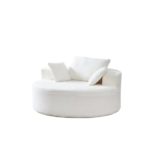 English Elm 55"l Teddy Fleece Round Chaise Chair Plush Foam Seating for Modern Living Rooms Beige W1669P368367