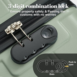 English Elm 6 Piece Hardshell Abs Travel Set with Spinner Wheels Combination Lock and Toiletry Bag Light Green N732P391465Y