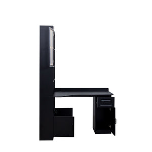 English Elm L-Shaped Corner Computer Desk with Hutch & Drawers, Space-Saving 2-in-1 Design and Ample Storage Black W331S00170