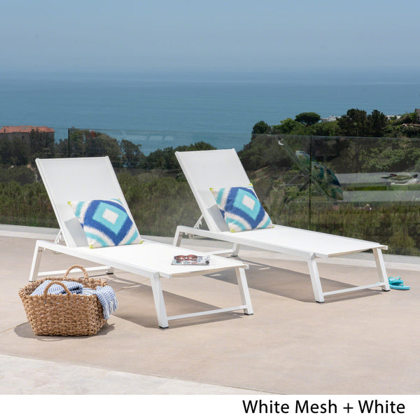 English Elm Christopher Knight Home® - Myers Chaise Lounge - Modern Outdoor Seating With Adjustable Backrest, Durable Aluminum Frame & Mesh 61407.00WWHIMP2