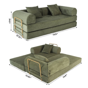 English Elm 2-in-1 Foldable Cloud Sofa Bed Plush Faux Fur Memory Foam Sleeper for Apartments W3422S00005
