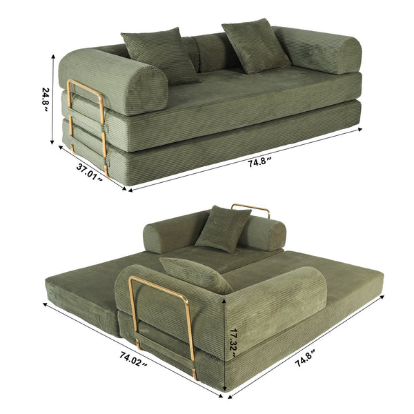English Elm 2-in-1 Foldable Cloud Sofa Bed Plush Faux Fur Memory Foam Sleeper for Apartments W3422S00005
