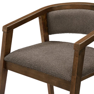 English Elm Christopher Knight Home® - U-shaped Mid-Century Dining Chair with Armrests, Bouclé Upholstery, High-Density Foam Comfort Brown,Walnut N771P331338W