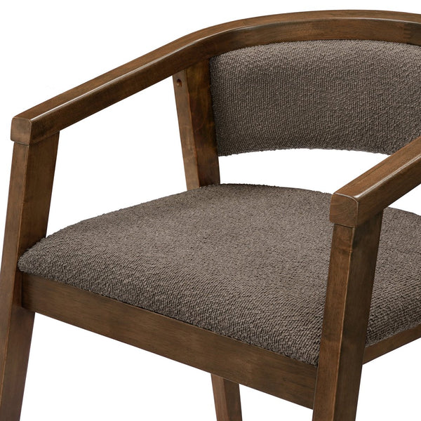 English Elm Christopher Knight Home® - U-shaped Mid-Century Dining Chair with Armrests, Bouclé Upholstery, High-Density Foam Comfort Brown,Walnut N771P331338W
