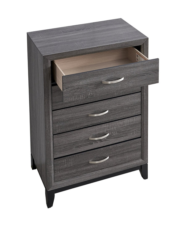 English Elm Glasgow Five-Drawer Chest with Dovetail Construction and Smooth Glides for Ample Organized Storage Gray 49 L x 34 W x 19 H B078P349539