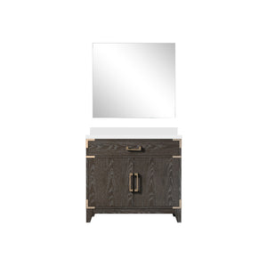 English Elm Brown Oak Single Bath Vanity With Cultured Marble Countertop & 34 In. Mirror - Stylish Storage Solution! B2731S01461