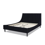 English Elm Aspen Vertical Tufted Headboard Platform Bed Set, Queen, Anthracite Black Velvet