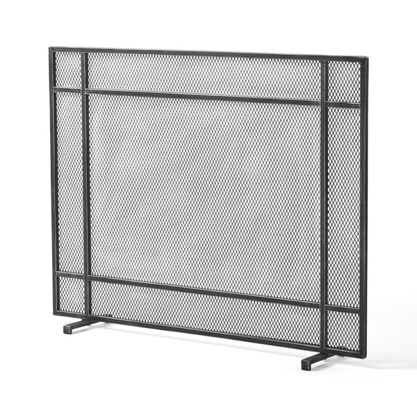 English Elm Christopher Knight Home® - FIRE Markus Modern Single Panel Iron Firescreen with Brushed Silver Finish, Minimalist Mesh Guard Black+Silver 65183.00BBSILV