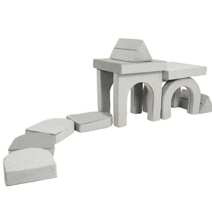 English Elm 14pcs Modular Foam Play Couch Set Convertible Toddler Fort Builder for Playrooms Light Gray T5880P493433