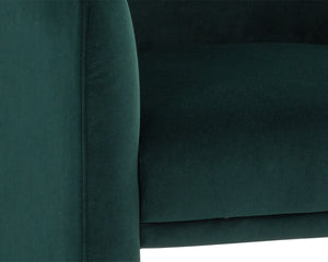 Sunpan JAIME Lounge Chair - Elegant Meg Dark Emerald Upholstery with Gold Base for Modern Living Spaces 109568