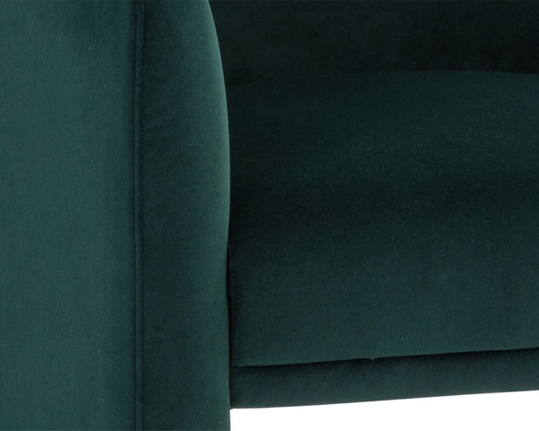 Sunpan JAIME Lounge Chair - Elegant Meg Dark Emerald Upholstery with Gold Base for Modern Living Spaces 109568