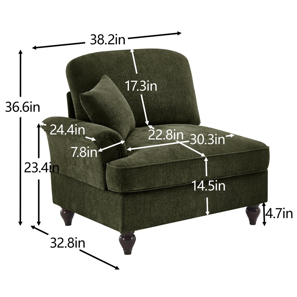 English Elm Sofa Chenille Sectional with Detachable Skirt Sculptural Curves Mid-century Living Room W3041P332635