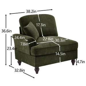 English Elm Sofa Chenille Sectional with Detachable Skirt Sculptural Curves Mid-century Living Room W3041P332635