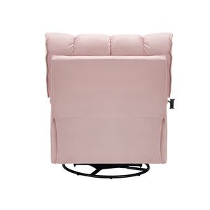 English Elm Single Teddy Upholstered Recliner Chair with Solid Wood Frame, Sponge Cushions & Phone Stand, Adjustable Back to 150° Pink W1278P212866