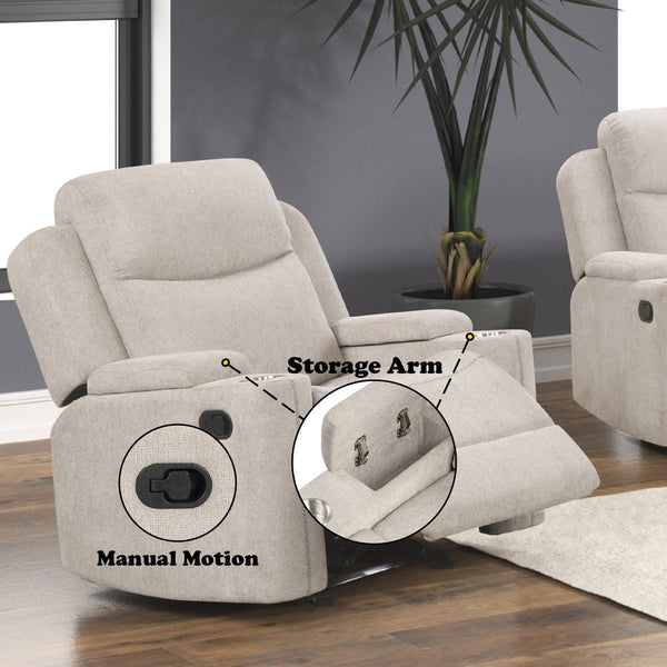 English Elm Galya Light Gray Chenille Motion Glider Recliner with Storage Arm, Pocket Coil Seat, Manual Recline B2726P291023
