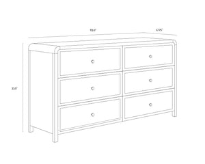 Sunpan Tierra Dresser - Coastal-Inspired Elegance with Rattan Detailing and Soft-Close Drawers for Style Small - 63W x 17.75D x 33.5H