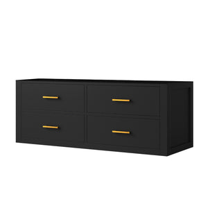 English Elm Black Midcentury Modern 48-Inch Wall-Hung Bath Vanity With Soft-Close Storage & Easy Setup B2731P257997