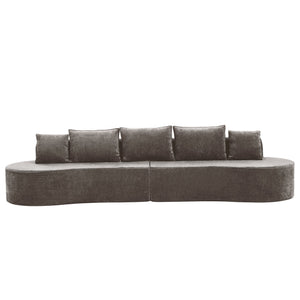 English Elm 138.6" Curved Modular Sectional Sofa Low Profile High Density Foam Living Room Lounge Light Brown N767P366006L