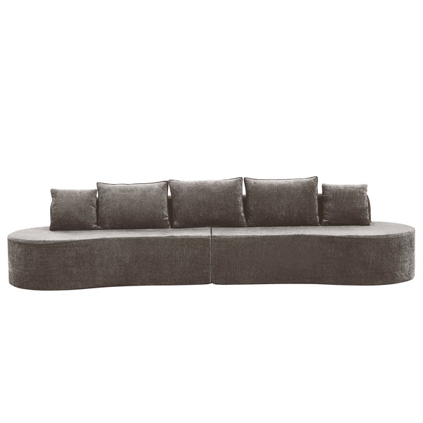 English Elm 138.6" Curved Modular Sectional Sofa Low Profile High Density Foam Living Room Lounge Light Brown N767P366006L