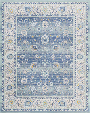 Unique Loom Whitney Bordeaux Machine Made Floral / Botanical Rug French Blue, Ivory/Light Blue/Gold/Gray/Light Green 7' 10" x 10' 0"