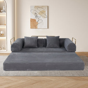English Elm 2-in-1 Foldable Cloud Sofa Bed Plush Faux Fur Memory Foam Sleeper for Apartments W3422S00004