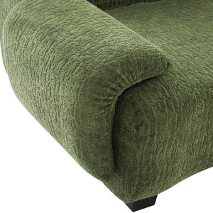 English Elm Oversized Chenille Chaise Lounge Deep Seat Sculptural Armrests Modern Living Room Retreat N763P326131F
