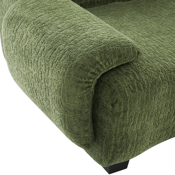English Elm Oversized Chenille Chaise Lounge Deep Seat Sculptural Armrests Modern Living Room Retreat N763P326131F
