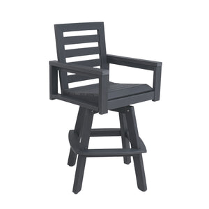 English Elm Outdoor Hdpe Ladderback Swivel Barstool Wood Grain Finish for Poolside Porch Deck Slate Grey W1886P440641