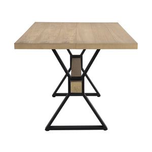 English Elm Christopher Knight Home® - X-shaped farmhouse dining table with thick 63" top, X-legs & powder-coated steel frame for six guests Natural Ash N771P256935A