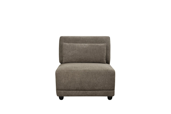 English Elm Rylie Brown Linen 4Pcs Modular Sectional Sofa – Pocket Coil Seats, Wooden Frame, Toss Pillows, 39" Deep B2726S00424