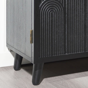 English Elm Modern Black Wood Storage Cabinet - 31In Accent Piece With Embossed Door For Stylish Organization W2729P239176