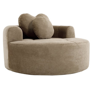 English Elm Round Cloud Sofa Bed Waffle Fabric Memory Foam Convertible Couch for Small Space Living Brown W3224P492001