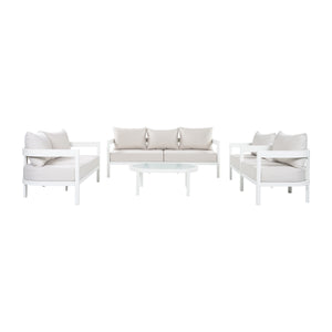English Elm 5-piece Outdoor Aluminum Conversation Set Resort Style Curved Seating for 7 Adults N767P389542A
