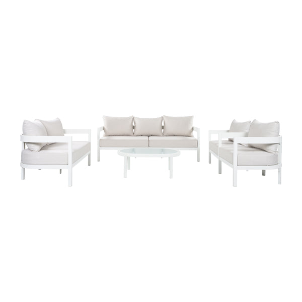 English Elm 5-piece Outdoor Aluminum Conversation Set Resort Style Curved Seating for 7 Adults N767P389542A