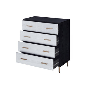 English Elm Myles Faux Crocodile Six-Drawer Dresser with Metal Legs, Full KD Frame, Durable Veneer Finish Black,Gold,Silver 38 L x 22 W x 10 H B2726P286619