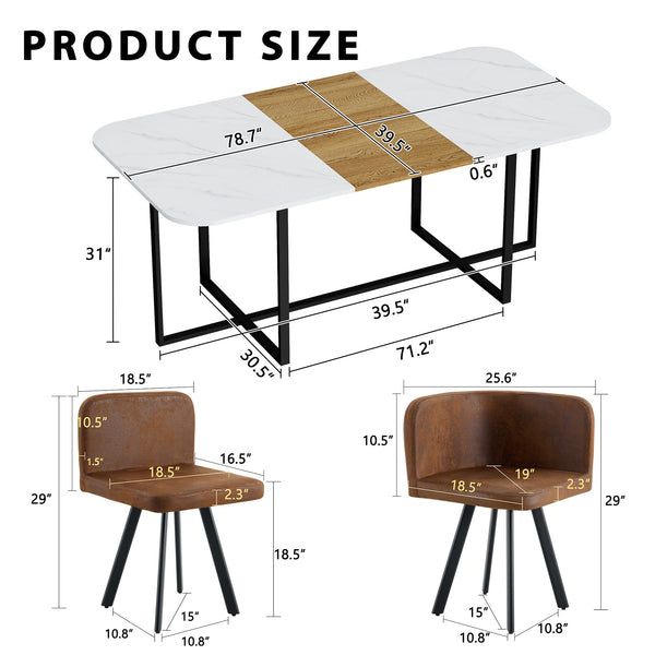 English Elm 9-piece Square Dining Set Seats 8 with Suede Chairs and Two-tone Metal Frame Brown,White,Wood W3875S00145
