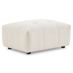 English Elm Kaynes Boucle Tufted Ottoman Ivory Upholstered Accent Footrest for Modern Living Rooms B183P423275