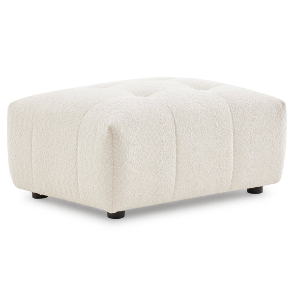 English Elm Kaynes Boucle Tufted Ottoman Ivory Upholstered Accent Footrest for Modern Living Rooms B183P423275