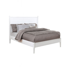 English Elm Mid-Century Modern Full Size Wooden Platform Bed - Elegant White Finish With Tall Headboard Support B016S00034