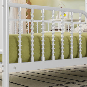 English Elm Twin Solid Wood Platform Bed with Guardrail for Kids, Low-Profile Sturdy Pine Frame, Safe Sleep Solution White 43.7 L x 16.93 W x 9.65 H W2593P337432