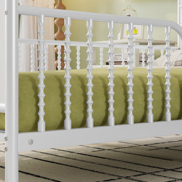 English Elm Twin Solid Wood Platform Bed with Guardrail for Kids, Low-Profile Sturdy Pine Frame, Safe Sleep Solution White 43.7 L x 16.93 W x 9.65 H W2593P337432