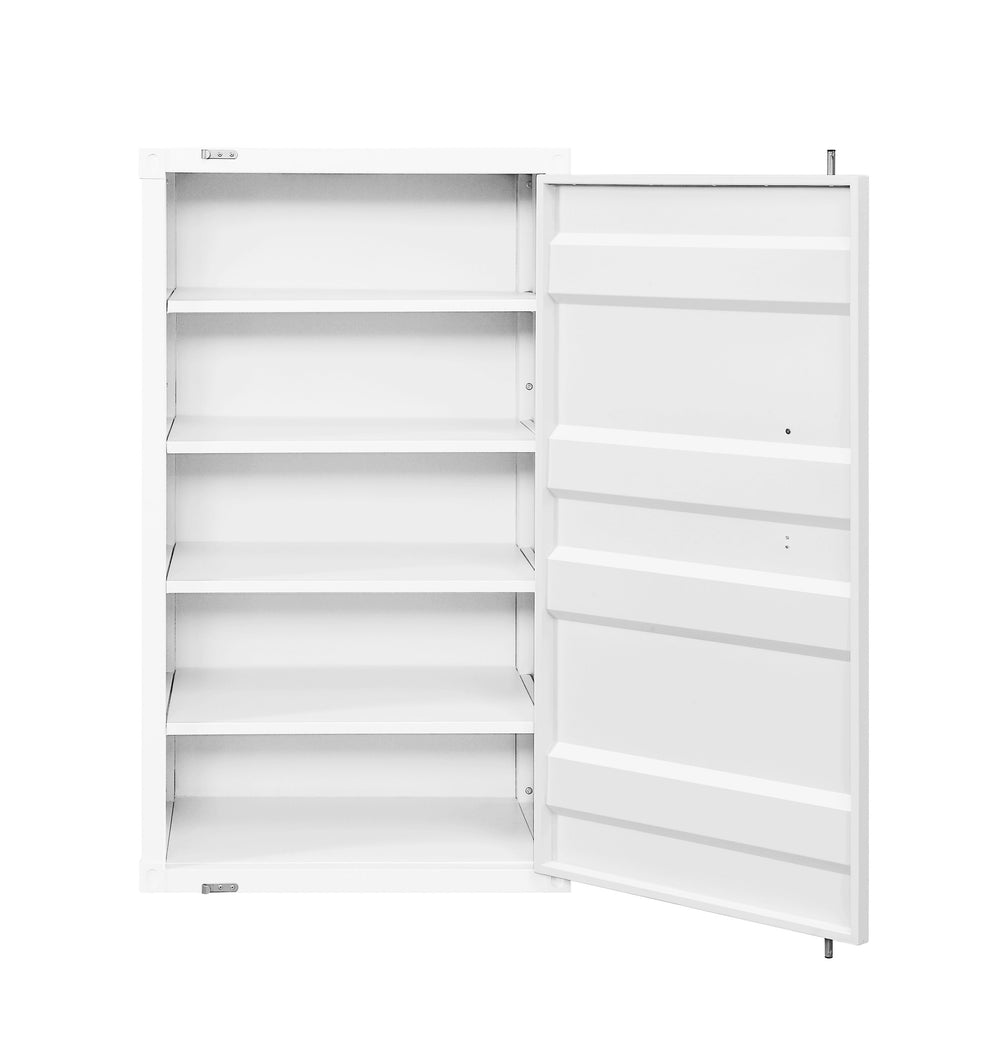 English Elm White 1-Door Chest Container-Lock Style with 5 Compartments, 4 Metal Shelves, Rugged Iron Storage (48"x28"x22") B062P209020