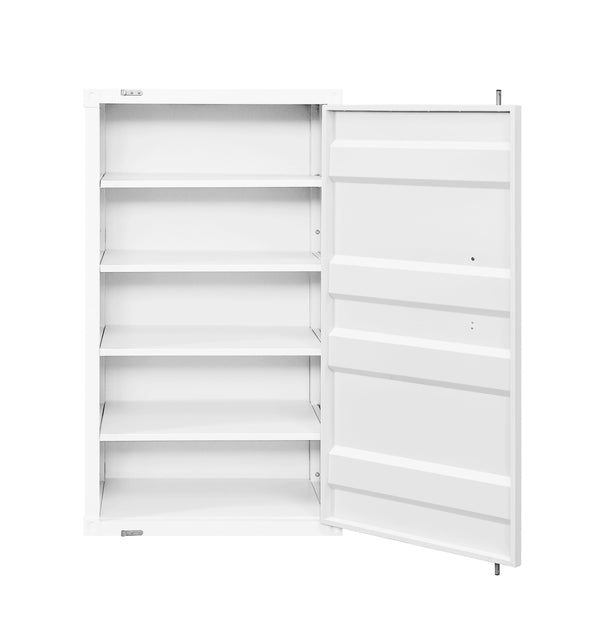 English Elm White 1-Door Chest Container-Lock Style with 5 Compartments, 4 Metal Shelves, Rugged Iron Storage (48"x28"x22") B062P209020