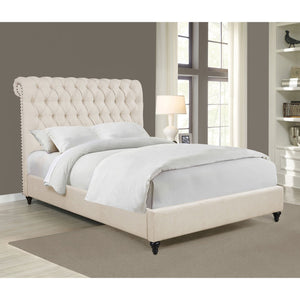 English Elm Clemence Beige Tufted Full Bed - Elegant Upholstered Design With Diamond-Tufted Headboard & Comfort B062S00944