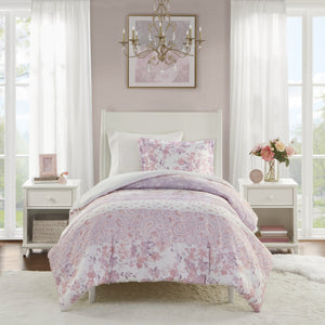 English Elm 2PCS Washed Microfiber Twin/Twin XL Comforter Set with Plush Poly Fill and Soft Standard Sham Pair Pink 11.42 L x 9.45 W x 3.15 H B035P341215
