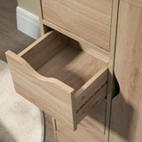 Oak Bathroom Floor Cabinet with Drawers & Door - Homcom Freestanding Storage