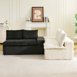 English Elm Luxury Color-Block Turtle Velvet Sofa - Modular Design For Stylish Living Spaces, Comfort For All! W3371S00045